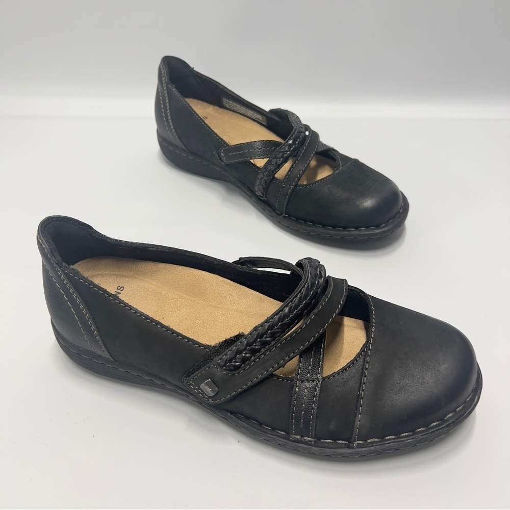 EARTH ORIGINS size 7-8 Leather Black Mary Jane Flats